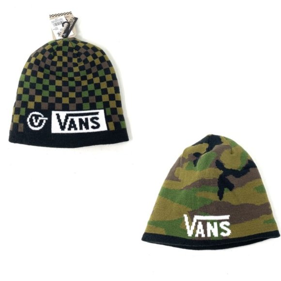 Vans Other - VANS Circle Tab Beanie Checker Green Black Knit Hat One Size VN0A7UDECMA
